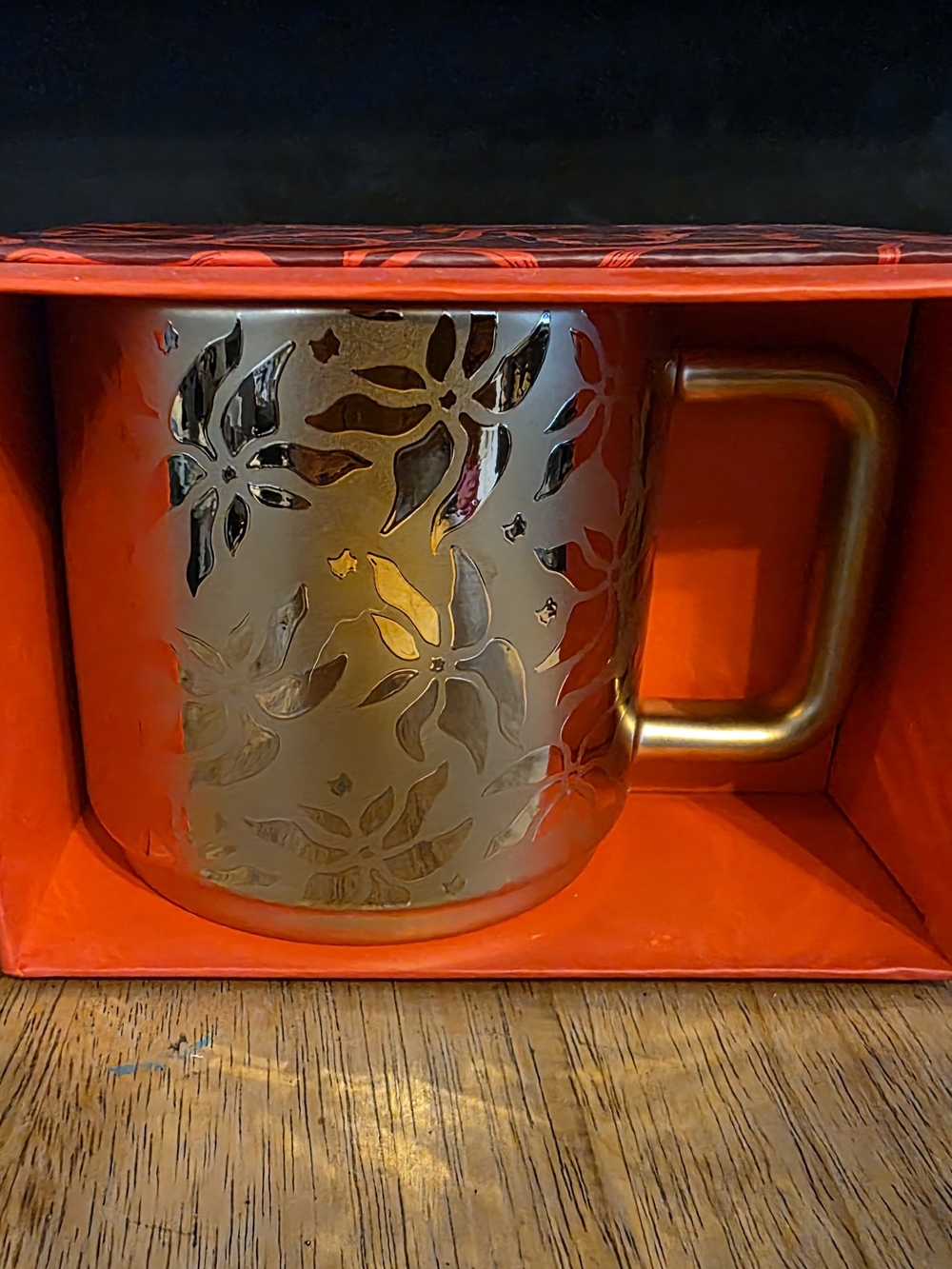 Starbucks Gold Floral Stainless Steel Mug